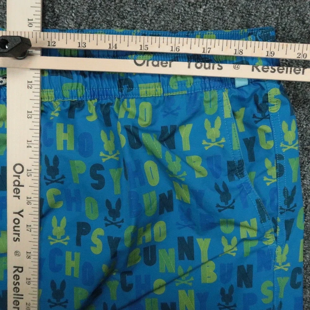 Psycho Bunny‎ Swim Trunks Mens 3XL Blue Print All Over Mesh Lined Shorts